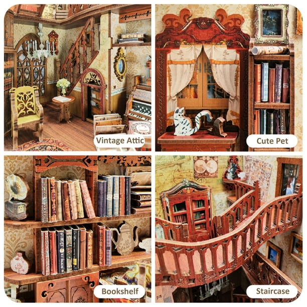 Book nook, miniature room, booknook Library book art, box room, diorama  book.