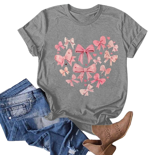 Puntoco Liquidación de blusas cortas para mujer, blusa de manga corta con estampado de moda para mujer, camiseta divertida con cuello redondo