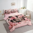 thumbnail image 3 of jejeloiu Perfume Heels 7-Piece Twin Bedding Set,Valentine Rose Pink Floral,Cozy Reversible Decor For Girls, 3 of 8