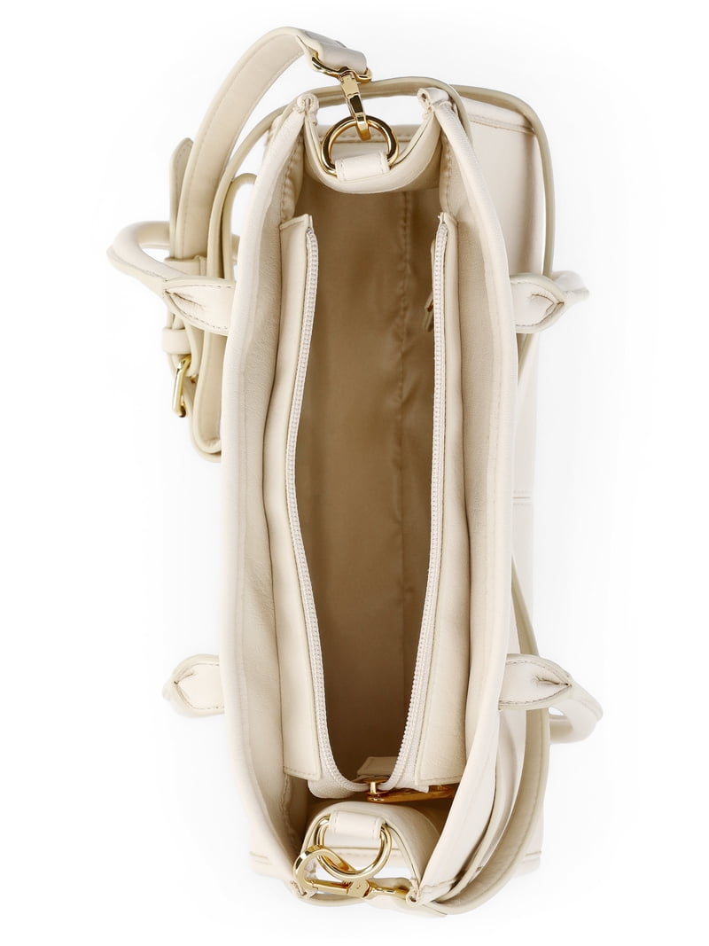 Time and Tru Women's Faux Leather Gwyn Shoulder Handbag, Bleached