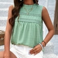 thumbnail image 4 of AherBiu Camisole pour Femmes Boho Décontractée Col Rond Imprimé Ajouré Sans Manches Dos Goutte Lacée Camis de Vacances, 4 of 7