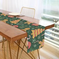 Yayeee Table Runner 70 inches Long Home Kitchen Dinning Party Decoration, Beige Christmas Gingerbread