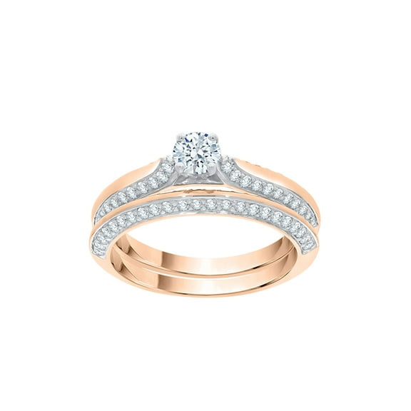 Diamond Bridal Set in 10K Rose Gold (3/4 cttw) (I-Color, SI3-I1 Clarity) (Size-5)