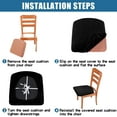 thumbnail image 6 of 2Pcs Dining Chair Seat Covers, Stretch Fitted Dining Room Chair Seat Cushion Cover, Furniture Protector Slipcovers with Ties ,Black, 6 of 7
