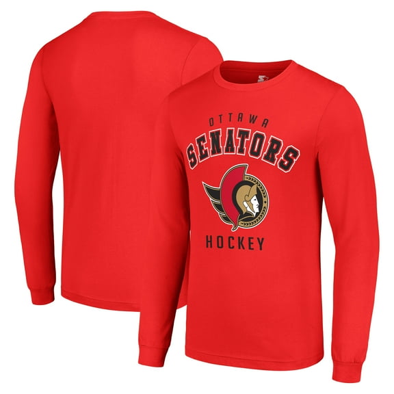 Men's Starter Red Ottawa Senators Logo Long Sleeve T-Shirt