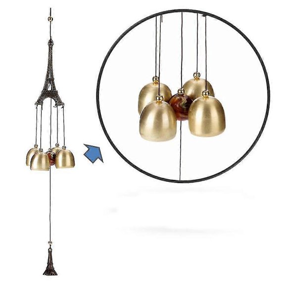 Antique Bronze Eiffel Tower With Bell Wind Chime