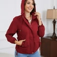thumbnail image 5 of Defitshape Women's Rain Jacket Outdoor Waterproof Short Anoraks Hooded Lightweight Raincoat Long Sleeve Full Zip Fall Top Casual Windbreaker Burgundy 4, 5 of 5