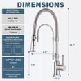 thumbnail image 4 of Wowow 2-Functions Single Handle Deck Mount Gooseneck Pull Down Sprayer Kitchen Faucet with Spring Tube in Solid Brass Brushed Nickel, 4 of 5