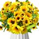 thumbnail image 4 of 8 ramos de girasoles artificiales con tallos para boda, hogar, cocina, mesa, decoraci&oacute;n de cumplea&ntilde;os, interiores y exteriores, girasoles artificiales con 4 cabezas d Tolalo NA, 4 of 8
