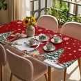 thumbnail image 3 of Red Christmas Table Cloths for 4 Foot Rectangle Tables, Snowman Gifts Xmas Tree Snowflake Winter Patio Waterproof Elastic Fitted Tablecloths, Washable Rectangular Table Cover for Camping, 3 of 8