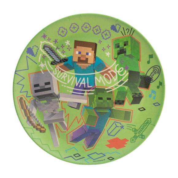 Plato Trinche Redondo Fun Kids de Bambú Minecraft