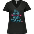 thumbnail image 3 of Inktastic It is Well with My Soul Pink Arrow Women's Plus Size V-Neck T-Shirt, 3 of 5