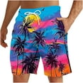thumbnail image 2 of Xysaqa Men's Swim Trunks Palm Tree Print Hawaiian Bathing Suit Swimsuits Casual Holiday Beach Shorts with Pockets （Available In Big & Tall) Clearance Sky Blue 4X, 2 of 8
