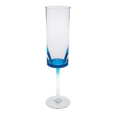 HomeRoots Set Of Four Clear And Blue Acrylic Stemmed Flutes