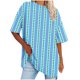 thumbnail image 2 of Fiudx Ofertas Relámpago Camiseta Informal con Estampado de Letras para Mujer, Top de Manga Corta con Cuello Redondo y Hombros Caídos, 2 of 4