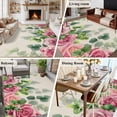 thumbnail image 5 of Spring Pink Roses Area Rugs 5'x7', Small Throw Rugs for Laundry Room Playroom, Pastoral Eucalyptus Leaves Rustic Burlap Indoor Outdoor Rug Non-Slip Low Pile Carpet Runner Reversible Floor Mats, 5 of 8