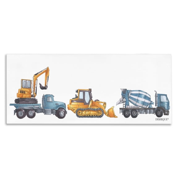 Stupell Industries Construction Vehicles Bulldozer Trucks Driving Illustration Graphic Art Gallery Wrapped Canvas Print Wall Art, Design by Dishique
