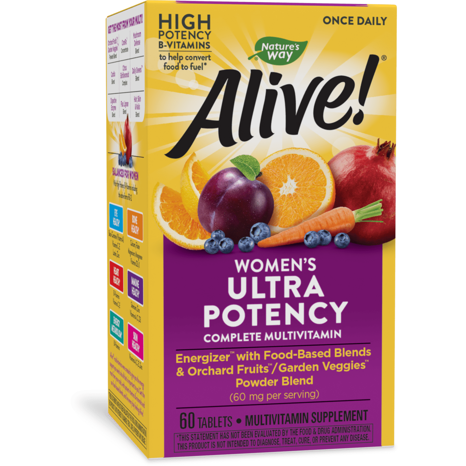 Nature’s Way Alive! Women’s Ultra Potency Complete Multivitamin, High Potency B-Vitamins, Energy Metabolism*, 60 Tablets