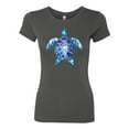 thumbnail image 2 of Sea Turtle Tie Dye Art Animal Lover Womens Slim Fit Junior Tee, Dark Grey, Medium, 2 of 3