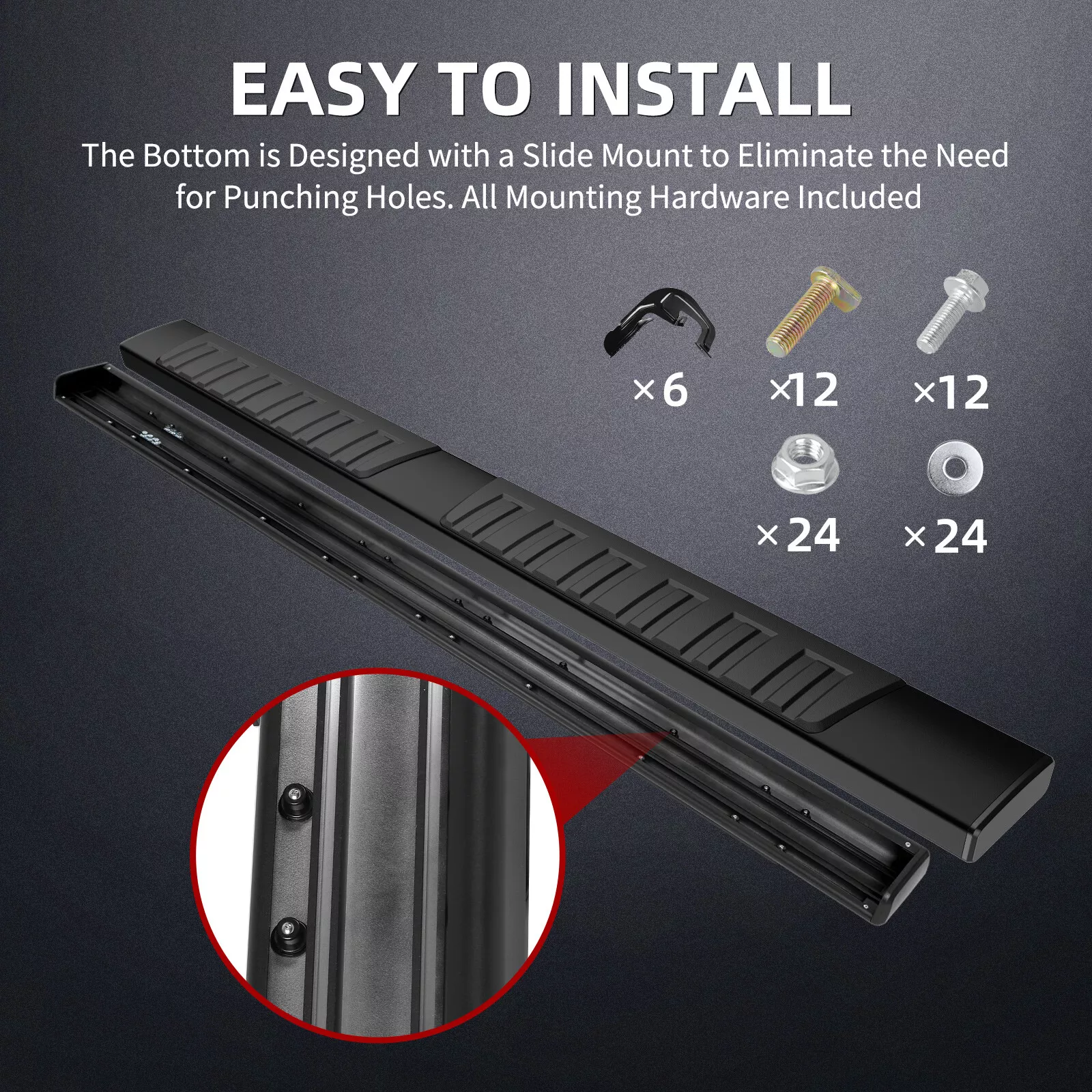 RVNI 6 inch Running Boards for 2009-2018 Dodge Ram 1500/2010-2024 Ram 2500/3500 Crew Cab Side Step Nerf Bars BLack Including 2019-2024 1500 Classic