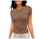 thumbnail image 1 of Camiseta de manga corta ajustada y moderna para mujer: corte ajustado y sexy, versátil con vaqueros/pantalones cortos, tejido suave para el verano, talla real, lavado en frío., 1 of 6