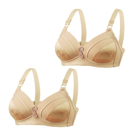 Xmarks Push Up Bras for Women Plus Size Floral Lace Underwire Bra Pack of 2 Skin 44/100BC