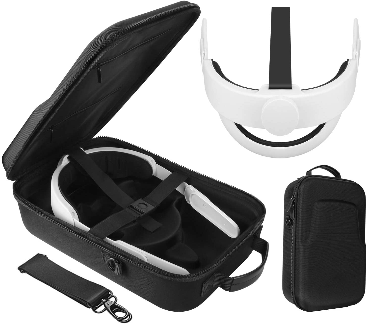 Travel Crossbody Backpack Shoulder Bag Waterproof Halo Strap and VR Accessories Portable Protection Black Oculus Quest 2 Carrying Case Fit for Elite Strap 