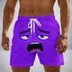 thumbnail image 1 of Ceisia Men's Bright Purple Tired Sigh Emoji Print Beach Shorts 4-Way Stretch Drawstring Swim Trunks Gifts, 1 of 5