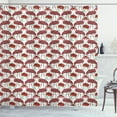 thumbnail image 1 of Ambesonne Flamingo Shower Curtain, Floral Birds Hand Drawing, 69"Wx70"L, Red Coral Sea Green, 1 of 3