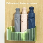 PELLOR Clear Plastic Wall Mounted Umbrella Storage Rack - No-Punch Design, Long & Short Handle Holder with Removable Drip Tray, 1 Pack