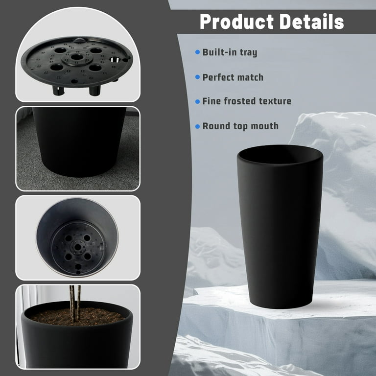 SnugNiture Modern Outdoor Planter, 22-Inch Black, 2-Pack photo 4