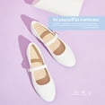 thumbnail image 6 of Mary Jane Flat Shoes Round Toe Ballet Flats for Women Dressy Fabric Business Flats Comfortable Classic Strap Flats for Office(White,US5), 6 of 7