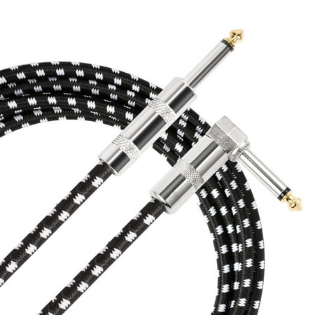 - Donner 10 Feet Straight to Right Angle Premium Electric Guitar Bass Cable Musical Instrument AMP Cord 1/4