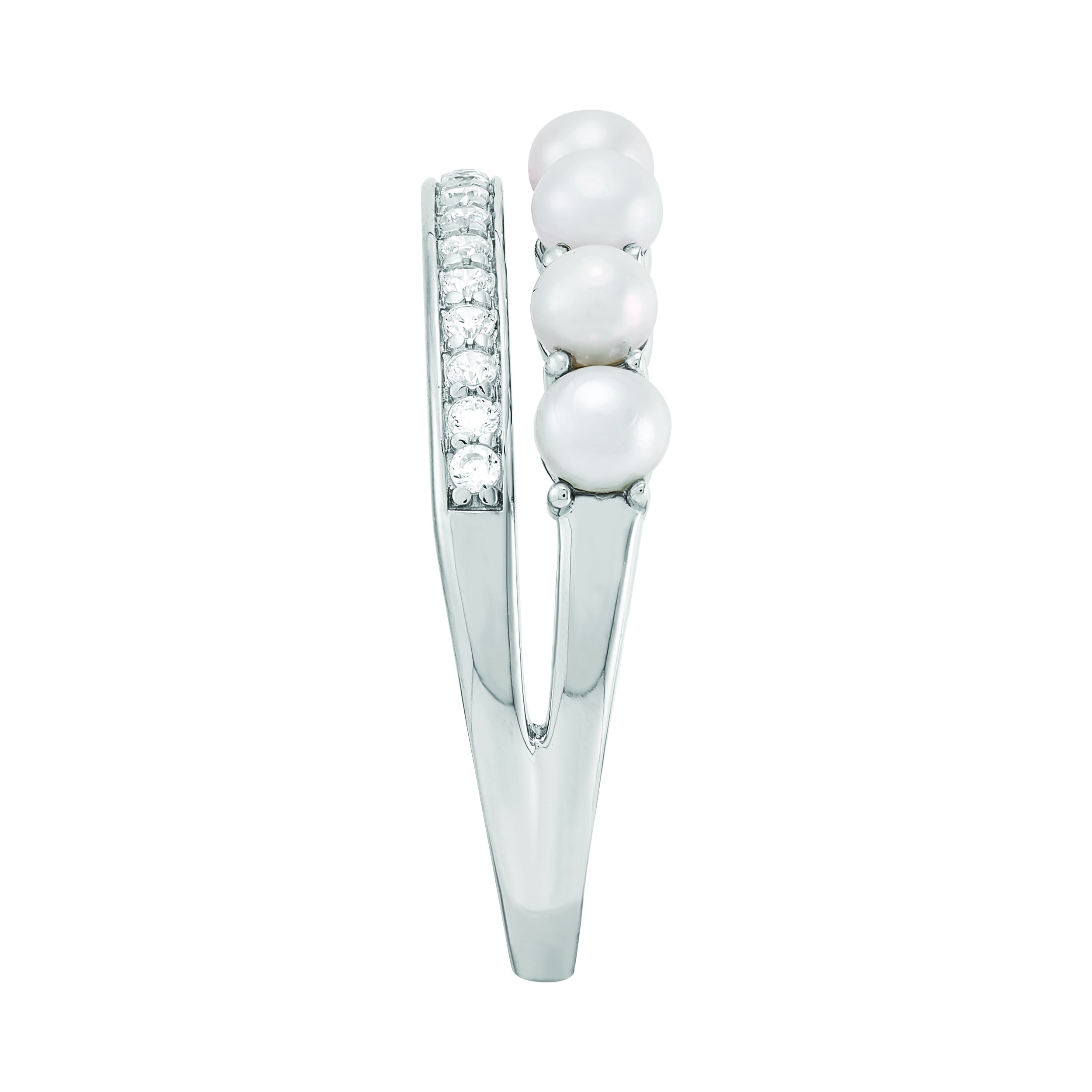 Brilliance Fine Jewelry Freshwater Pearl Band Ring in Sterling Silver