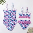 thumbnail image 4 of URMAGIC Mommy and Me Matching Family Swimsuit Ruffle Women Swimwear Kids Toddler Bikini Bathing Suits Summer Beachwear Sets, 4 of 15