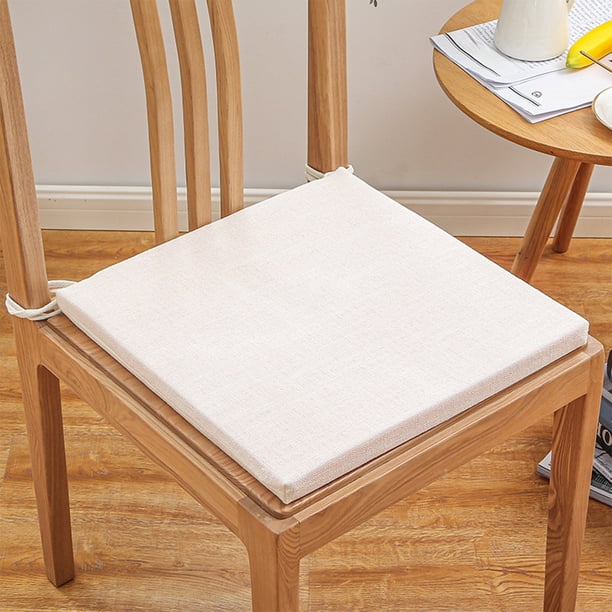 Cojín de lino, 1 pieza, cojines para silla de comedor, cojín para silla, desmontable y lavable, cojín para silla de casa u oficina, almohadilla de esponja gruesa, diseños de correa antideslizante, alm