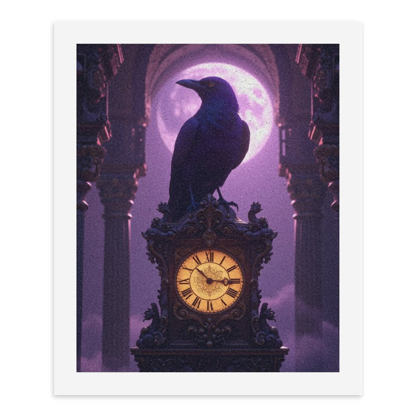 Paint by Numbers Kit for Adults, Raven On Gothic Clock Moonlit Night Paint by Numbers, Easy Paint by Numbers Kit for Adults Beginner, DIY Adult Paint by Number Kits on Canvas, Home Decor