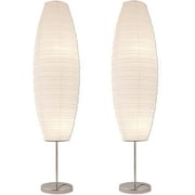 DIPLOMA Chrome Paper Floor Lamp with White Paper Shade  White 2-Pack
