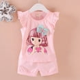 thumbnail image 5 of Toddler Girls Clothes 6M 12M 18M 24M 2T 3T 4T Summer Outfits Baby Kids Short Sleeve Cartoon Girl Print T-Shirt Tops Solid Shorts Sets, 5 of 6