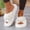 WHITE, variant on Luxury Pearl Chain Faux Fur Slides for Women | Warm, Low Heel, Round Toe Indoor/Outdoor Slippers (Black/White)