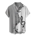 thumbnail image 2 of WREESH Men's Casual Fashion Short Sleeve Button Down Shirt with Color Block Print and Note Design Gray, 2 of 6