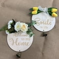 thumbnail image 3 of Essen Hanging Plaque Practical Decorative Wood Flower Bell Welcome Word Round Sign for Front Door, 3 of 7