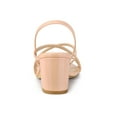 thumbnail image 2 of BLISSFUL STEP Women's Solid Color Strappy Slingback Block High Heels Sandals Nude Pink 7, 2 of 7