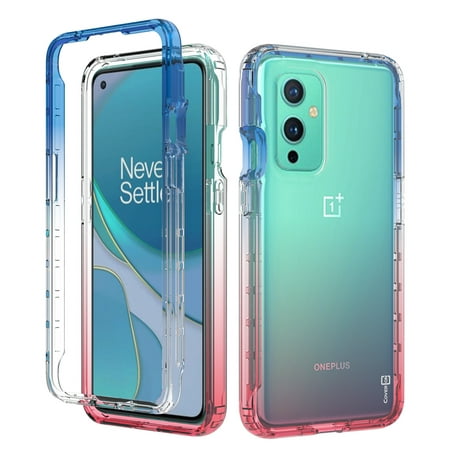 CoverON For OnePlus 9 Phone Case, Gradient Heavy Duty Clear Full Body Shockproof Cover, Blue / Pink