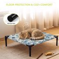 Blue Flowers Elevated Dog Bed, Spring Watercolor Blue Floral Leaf Linen ...