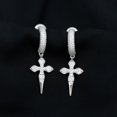 thumbnail image 3 of Rosec Jewels Lab Created Diamond Cross Earrings for Women - Vintage Style Diamond Drop Earrings - EF-VS Grade, 925 Sterling Silver, 3 of 6
