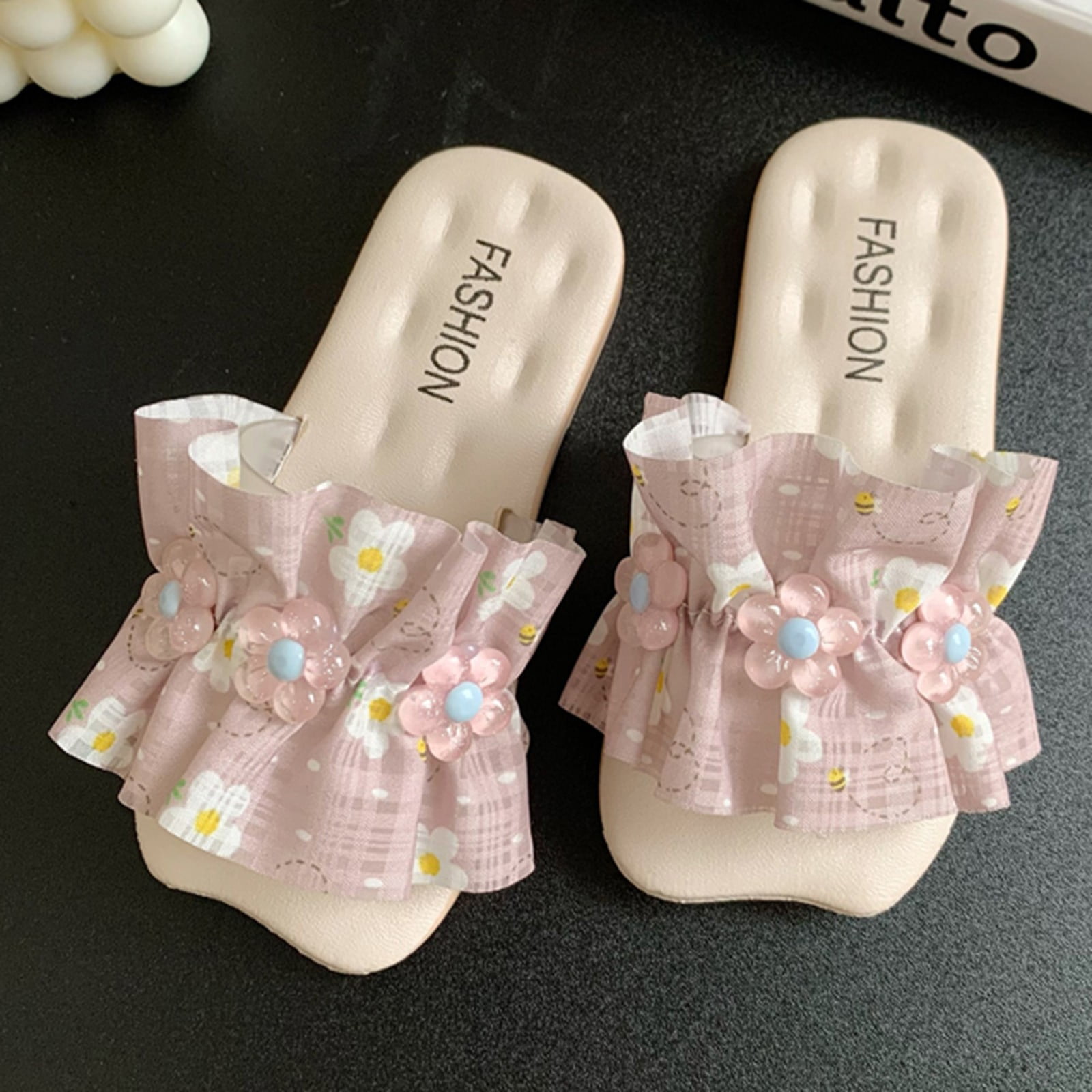 PEASKJP Girls Bathroom Slippers Cute Summer Outdoor Shoes for Girls Beach Pool Shower Purple 28
