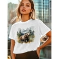 thumbnail image 6 of Women's T-Shirt Forest Animal Nature Bear Short Sleeve Casual Tee Classic Crew Neck T Shirt for Women White, XS, 6 of 7