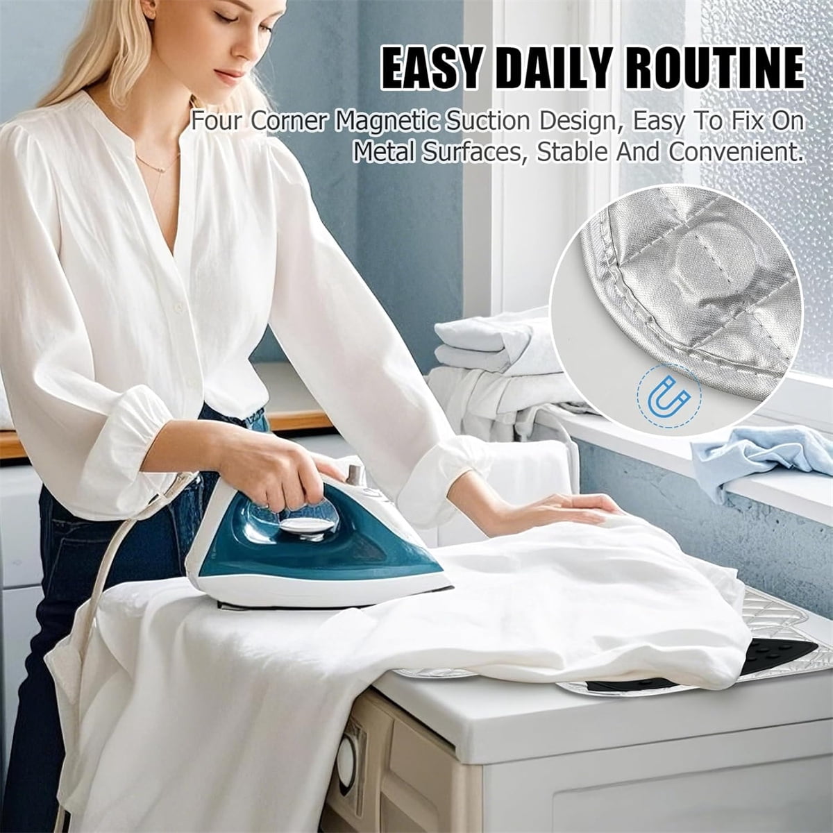 Tutuviw Premium Ironing Mat Silicone Ironing Board Table Top Quilted Insulating Pad Foldable Ironing Pad for Steam Pressing on Bed Washer Dryer,Silicone Slip Resistant Iron Rest for Hot Iron