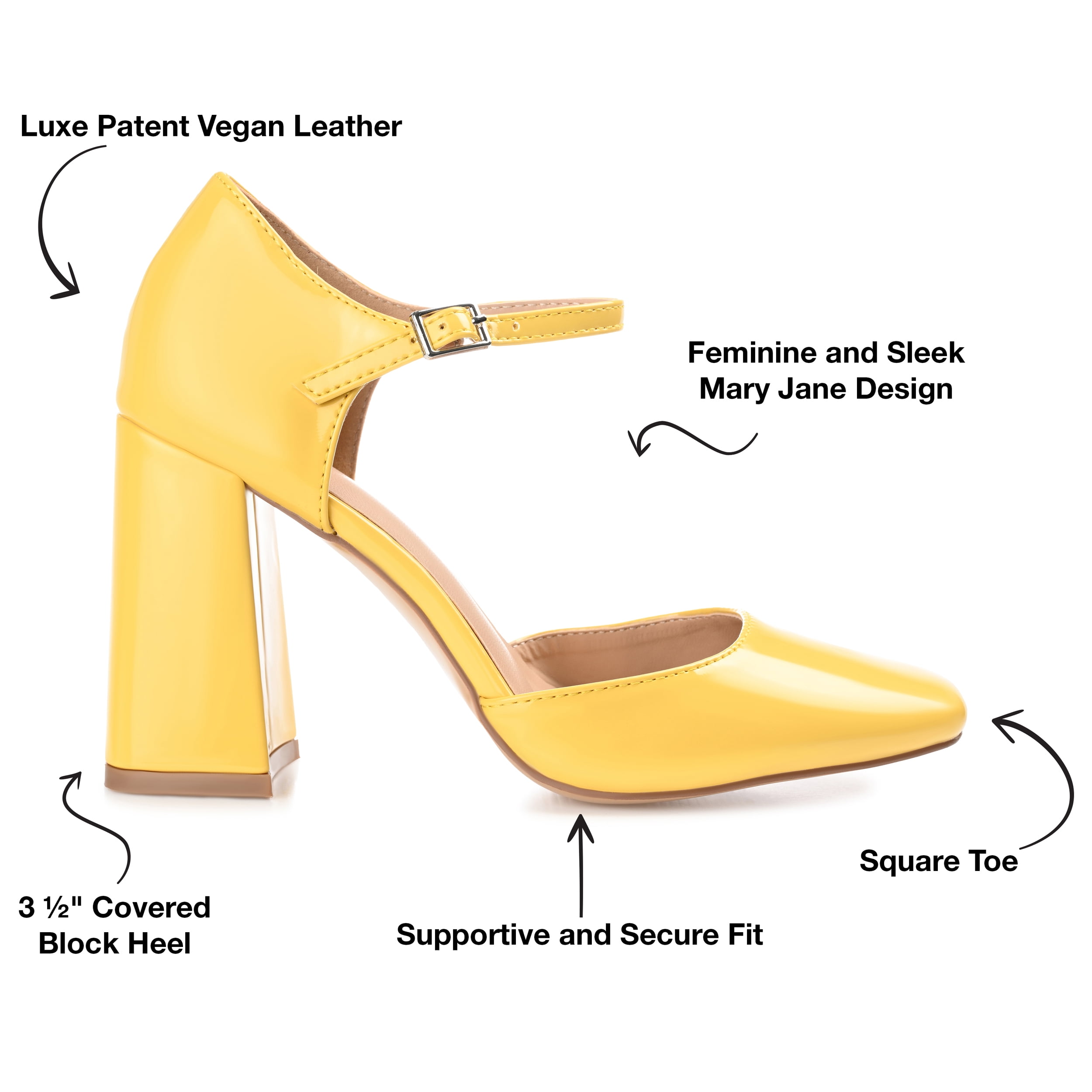 Journee Womens Hesster Mary Jane Mid Block Heel Square Toe Pumps, Widths Available